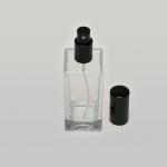 3.4 oz (100ml) Tall Square Clear Glass Bottle (Heavy Base Bottom) with Fine Mist Spray Pumps