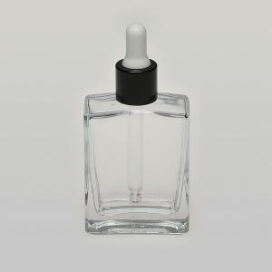 1 oz (30ML) Flat Square Clear Glass Bottles with Serum Droppers