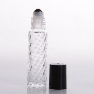 1/3 oz  (10ml) Spiral Glass Bottle (Stainless Steel Roller with Black or White Cap)