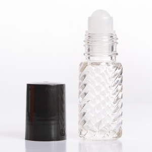 1/6 oz (5ml) Roll-On Spiral Glass Bottle (Plastic Roller with Black or White Cap)