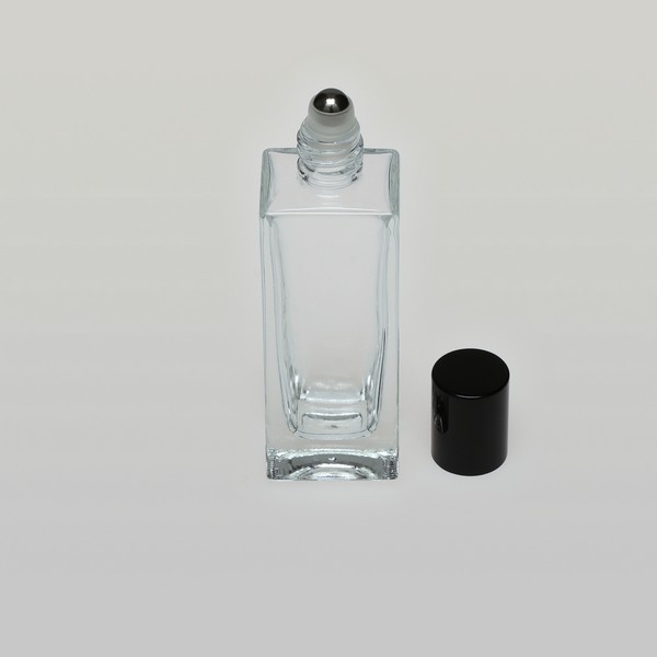 3.4 oz (100ml) Square Clear Glass Bottle
