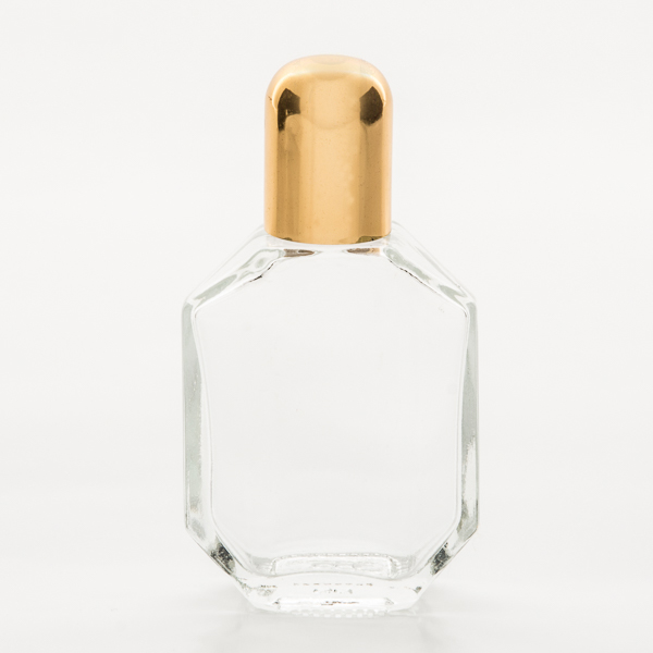 Elegant Roll-on Bottle 1/2 oz (15ml) Clear Glass with Gold Cap