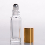 1/6 oz (5ml)  Roll-On Tall Cylinder Clear Glass Bottle (Stainless Steel Roller) with Color Caps