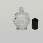 1/2 oz (15ml) Heart-Shaped Clear Glass Roll-on Bottle with Plastic Rollers and Color Caps