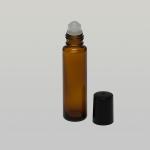 1/2 oz (15ml) Roll-On Cylinder Amber Glass Bottle (Plastic Rollers, Black/White Caps)