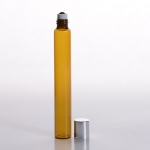 1/2 oz (15ml) Slim Roll-On Amber Glass with Stainless Steel Roller and Tall Silver Cap