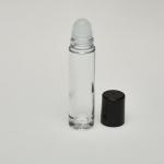 1.7 oz (50ml) Roll-On Cylinder Clear Glass Bottle with Black Cap