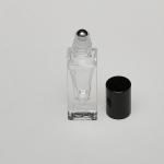 1/6 oz (5ml) Clear Glass Deluxe Square Bottle (Heavy Base Bottom) with Stainless Steel Rollers and Color Caps