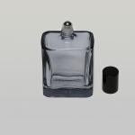 1.7 oz (50ml) Smoked-Square Glass Bottle with Stainless Steel Rollers and Color Caps