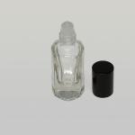 1/4 oz (7.5ml) Deluxe Beveled-Square Clear Glass Roll-on Bottle (Heavy Base Bottom) with Plastic Rollers and Color Caps