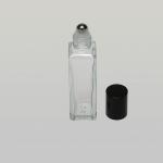 1 oz (30ml) Square Tall Clear Glass Bottle with Stainless Steel Rollers and Color Caps