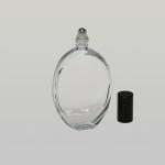 1.7 oz (50ml) Deluxe Tall Oval-Shaped Clear Glass Bottle (Heavy Base Bottom) with Stainless Steel Rollers and Color Caps