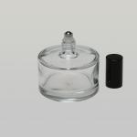 2 oz (60ml) Puck-shaped Clear Bottle with Stainless Steel Rollers and Color Caps